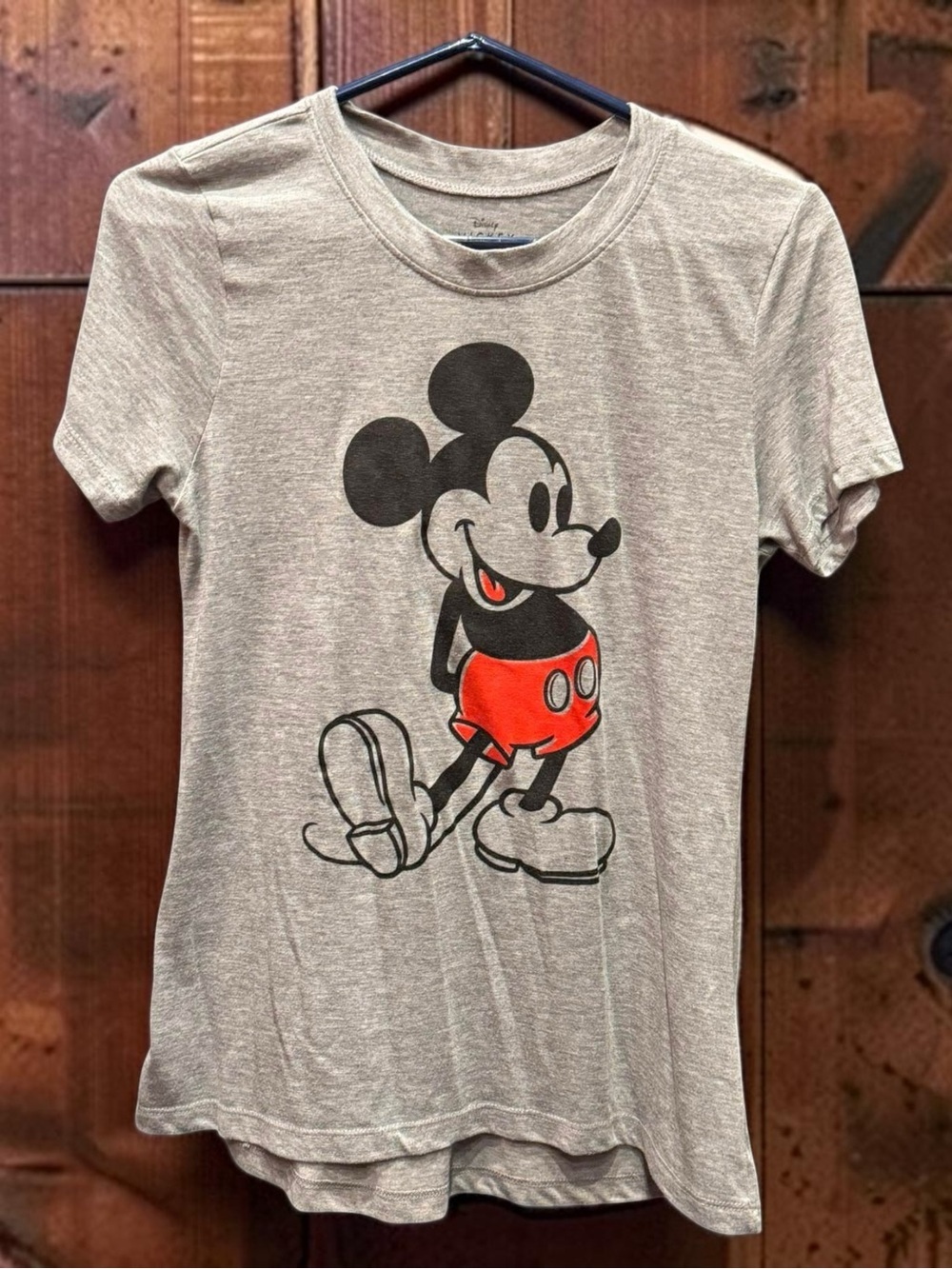 Disney Cream-Gray Tee with Mickey Mouse SMALL